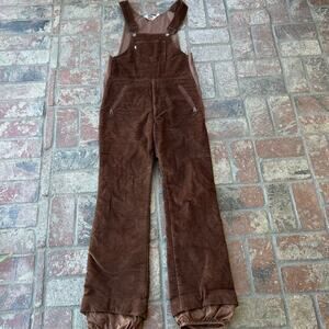 Vintage Levi's Brown Corduroy Snow Bib Overalls Size S Side Zip